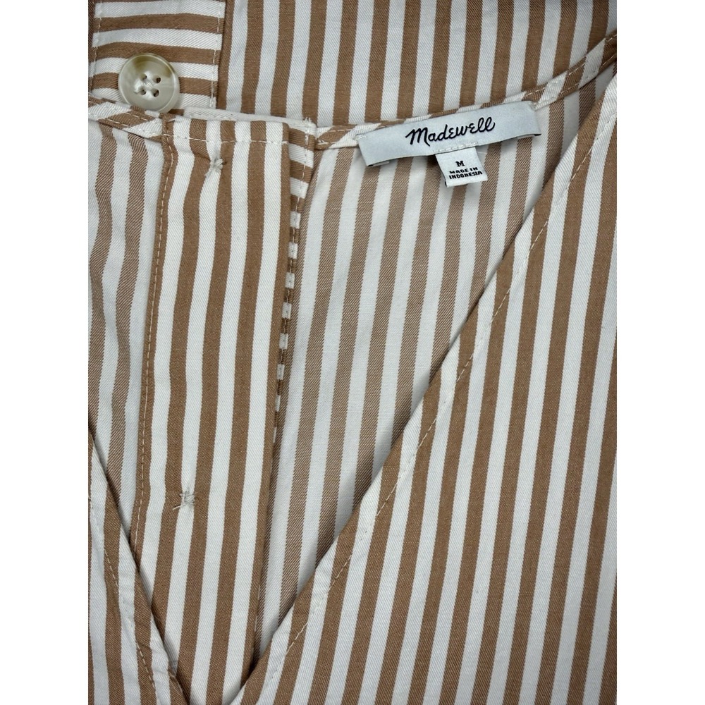 Madewell Top Womens Medium Brown White Casual Beach Lightweight Tunic - Picture 5 of 11